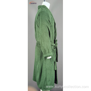 Men's 100%cotton towel long sleeve bathrobe